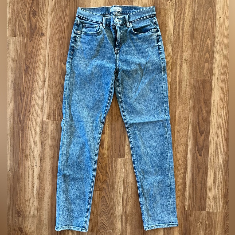 Loft acid wash straight leg mom Jean
